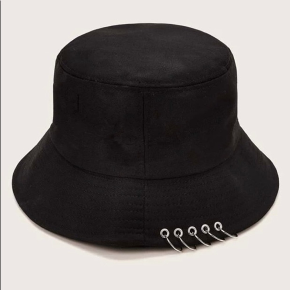Solid Black Bucket Hat With Bling